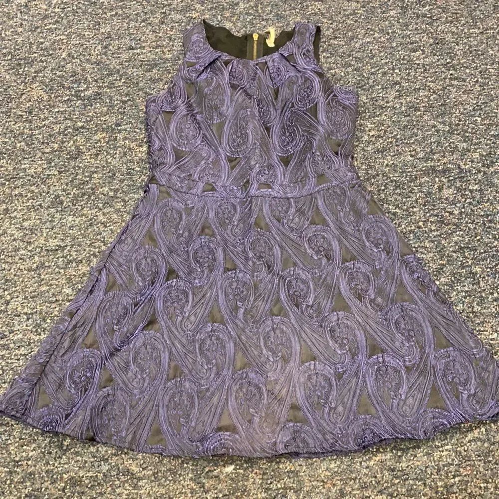 Miami navy blue embroidered skater dress sz. M